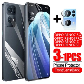 3in1 ฟิล์มไฮโดรเจลกันรอยหน้าจอ ไม่ใช่กระจก สําหรับ OPPO RENO 7 PRO RENO 7Z 7SE RENO7 RENO7PRO