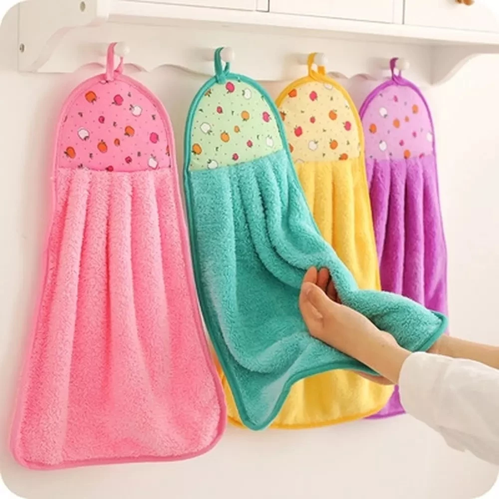 Googshop พร้อมส่ง ผ้าเช็ดมือ แบบแขวนได้ ซับน้ำได้ดี เช็ดทำความสะอาด เช็ดโต๊ะ ( ผ้าเช็ดมือแขวน )