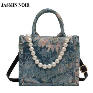 Jasmin Noir กระเป๋าถือกระเป๋าสะพายไหล่สําหรับสตรีผ้าใบ Tote ขนาดเล็ก Tote