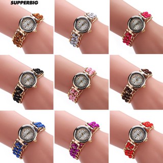 สร้อยข้อมือสายรัดข้อมือ Rhinestone สายรัดข้อมือควอตซ์ Analog Wrist Watch