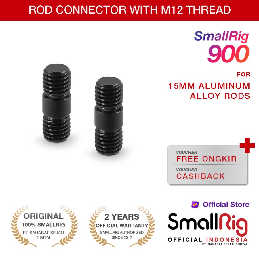 Smallrig Rod Connector พร้อมด้าย M12 ถึง M12 สําหรับ Smallrig 15 มม. 900