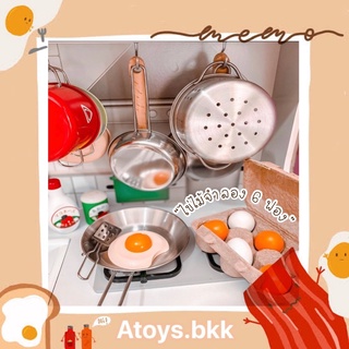 Atoys 🧡 พร้อมส่ง 🥚 Mr.EGG ไข่ไม้จำลอง 6 ฟอง 🍳 ของเล่นไม้ ของเล่นเด็ก บทบาทสมมติ ของเล่นเสริมพัฒนาการ