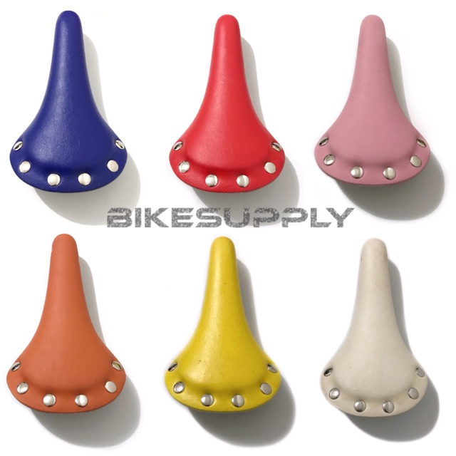 MERAH อานจักรยาน / Fixie เบาะนั่งจักรยานสีสันสดใสสีน้ําเงินสีแดงสีชมพูสีส้มสีเหลืองสีขาวรุ่นปุ่ม