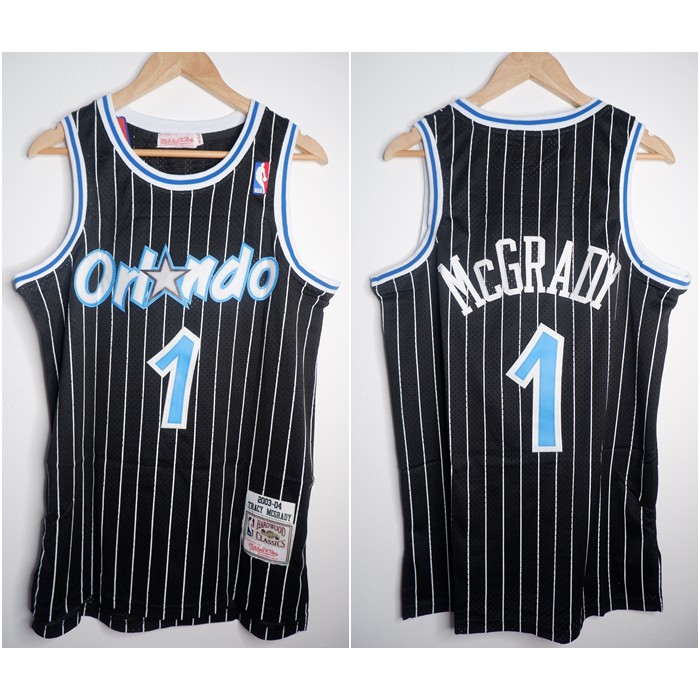 NBA CLASSIC HWC ORLANDO 1 TRACY MCGRADY BLACK STRIPED MITCHELL&NESS BASKETBALL JERSEY