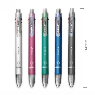 6 In 1 ปากกาลูกลื่น หลากสี 5 สี 1 ดินสอลูกลื่นอัตโนมัติ พร้อมยางลบ สําหรับโรงเรียน สํานักงาน เครื่องเขียน