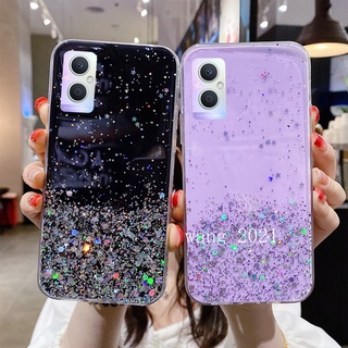 Ready Stock New Casing เคส OPPO Reno7 Z 5G A76 Phone Case Star Sequins Glitter Transparent TPU Soft Case Back Cover เคสโทรศัพท