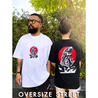 เสื้อยืด เสื้อคู่ ⚡️พร้อมส่ง⚡️เสื้อยืดคอกลม สกรีนลายสุดเท่ ก็อตซิล่า -​ Oversize Street ผ้านำเข้าUSA ที่เดียวเท่านั้น!