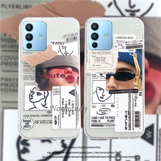 เคส Phone Case Vivo V23 5G Creativity European and American Couples Transparent Casing Silicagel Softcase Back Cover VIVOV23 5G เคสโทรศัพท์