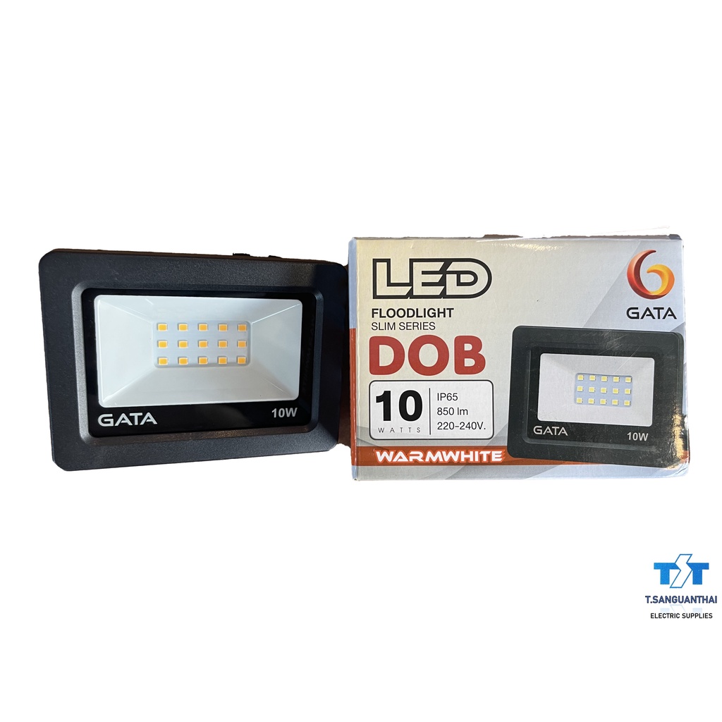 GATA Floodlight โคมฟลัดไลท์ โคมไฟสปอร์ตไลท์ LED 10W รุ่น Slim DOB ใช้ไฟบ้าน 220V