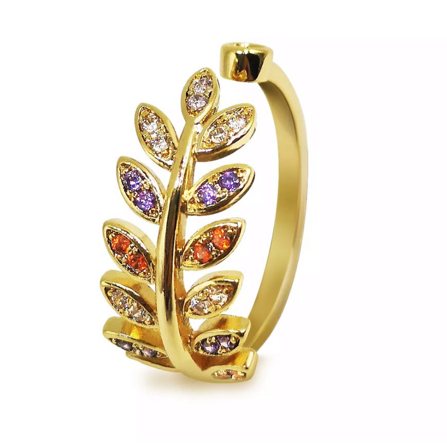 แหวนคู่ ทองปลอม แหวนใบมะกอกของแท้ที่นี่ปลุกเสก(R04) แหวนผู้หญิง แหวยสวย แหวน แหวนนำโชคเสิมความรักชุบทองฝังเพชร CZแหวนของ