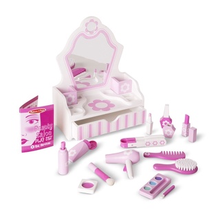 ชุดโต๊ะเครื่องแป้งไม้ Melissa &amp; Doug Beauty Salon Play Set รีวิวดีใน Amazon USA  ไม่มีเครื่องสำอางค์จริงในชุด