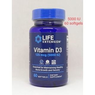 Life Extension Vitamin D3  : วิตามินดี ให้กระดูกและฟันแข็งแรง 5000 IU 60 softgels