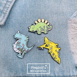 🇹🇭 พร้อมส่ง : 🦖 เข็มกลัดเซ็ทแก็งค์ไดโนเสาร์เพื่อนรัก | Dinosaur Best Friend Gang Enamel Brooch Pin Set.