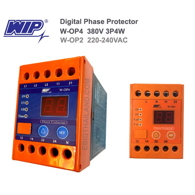 WIP ดิจิตอลเฟสโปรเทค อุปกรณ์ป้องกันไฟตก ไฟเกิน 220V และ 380V