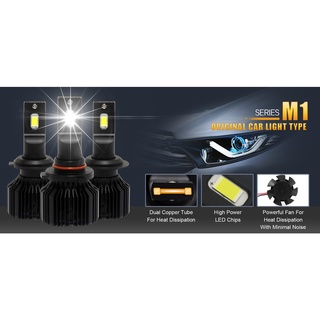 ไฟหน้า LED HEADLIGHT รุ่น M1 75watt/หลอด 15000lum/ชุด 7500lumen/หลอด lumenแท้ HB4/HB3/H7/H11/9012/H4 สว่างสุดในตลาด