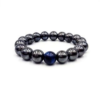 กำไลข้อมือหินแท้ แร่หิน Hematite + Blue Tiger eye 10 มิล