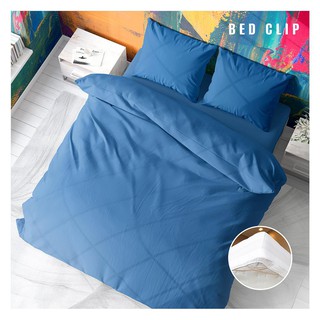 Bed sheet BEDDING SET BED CLIP MICROTEX Q3 BLUE Bedding Bedroom bedding ผ้าปูที่นอน ชุดผ้าปูที่นอน 5 ฟุต 3 ชิ้น BED CLIP