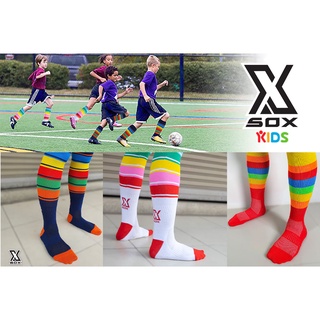 SOX Kidsถุงเท้าสีรุ้ง เด็กใส่ได้ทั้งชายหญิง socks ถุงเท้ากีฬา ถุงเท้าฟุตบอล สีสวยสะดุดตา สินค้าเด็ก25-27 ของแท้