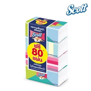 [ทั้งหมด 3 แพ็ค] สก๊อตต์ ซอฟท์บ็อก กระดาษเช็ดหน้า บรรจุ 160+20 แผ่น (แพ็ค 4 ห่อ) SCOTT FACIAL TISSUE SOFT BOX 160+20 S.