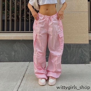 Wittygirls_shop | กางเกงกีฬาขากว้างลําลอง ทรงหลวม ทรงตรง สําหรับผู้หญิง