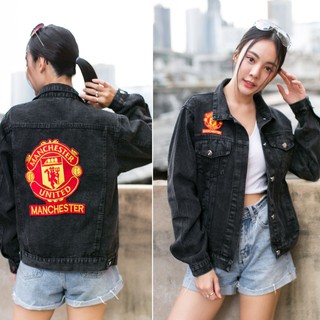 Jacket พร้อมส่ง แจ็คเก็ตยีนส์ เสื้อยีนส์แต่งแบรนด์ดัง  สีดำฟอก