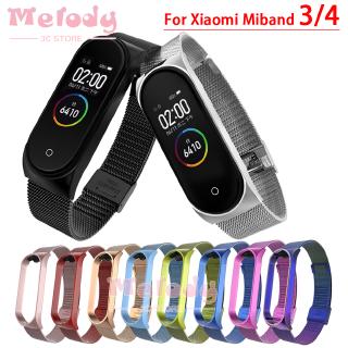 milanese สายคล้องนาฬิกาข้อมือแสตนเลสสําหรับ xiaomi miband 3 4