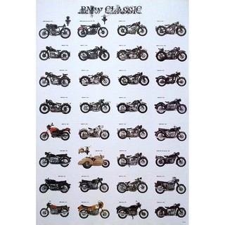 โปสเตอร์ รถมอเตอร์ไซค์ BMW Classic motorcycles 1923-1992 POSTER 24”X35” Inch German Motobikes