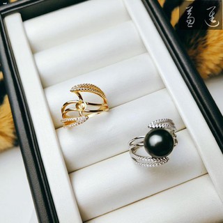 [JjinDIY]DIY pearl accessories 925 silver natural flower ring fashion empty tray with 9-11mm round