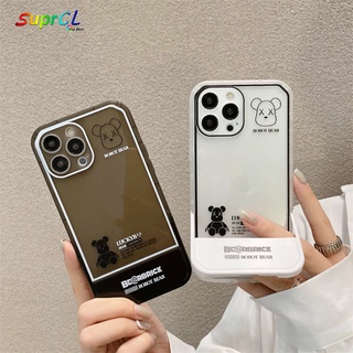 เคสโทรศัพท์มือถือ ซิลิโคน กันกระแทก ลายหมี พร้อมขาตั้ง 2-in-1 สําหรับ iPhone 13 12 11 Pro XS Max X XR 7 8 Plus