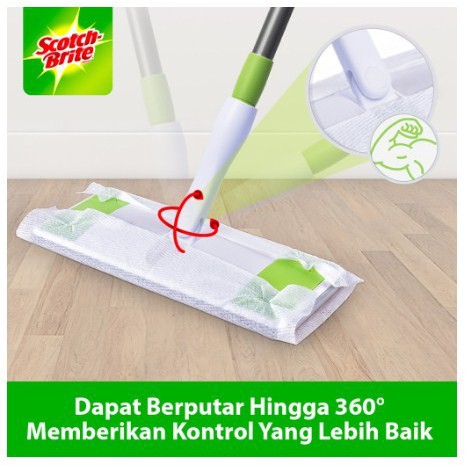 ชุด 3M Scotch Brite q600 Easy Sweeper Plus / ไม้ม็อบถูพื้นแบบยืดไสลด์ 360