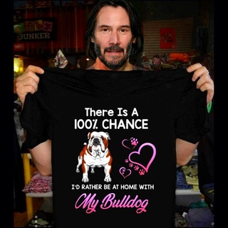 เสื้อยืด พิมพ์ลายสุนัขบู็อก ID Rather Be At Home With My Bull Dog สําหรับผู้ชายSize S-5XL