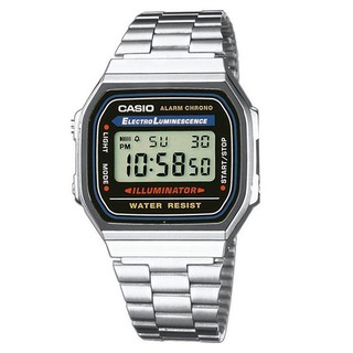 CASIO นาฬิกาข้อมือสายสแตนเลส ผู้ชาย-หญิง  A168WA,A168WA-1WDF