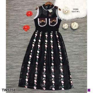 TW5358 MaxiDress แขนกุด