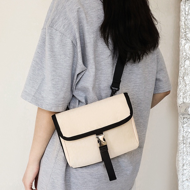 Ulzzang กระเป๋าสะพายไหล่ ผ้าไนล่อน สไตล์เกาหลี แฟชั่นสําหรับผู้ชาย