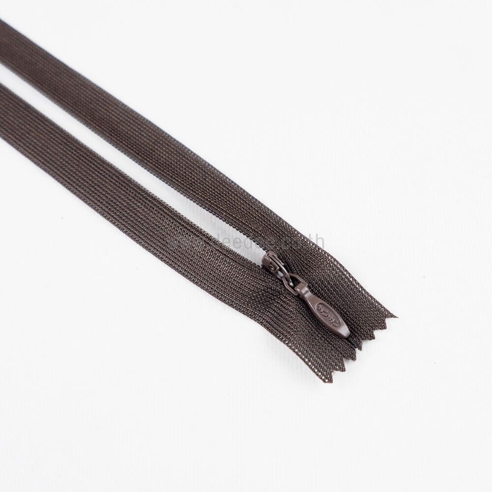 ซิปซ่อน ปิดท้าย ขนาด 20นิ้ว 22นิ้ว 24นิ้ว ซิปชุดเดรส ซิปเสื้อผ้า ซิปกระเป๋า เฉดสีน้ำตาล - รูปที่ 3