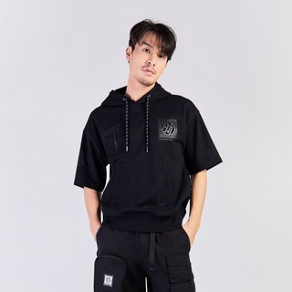 DAVIE JONES เสื้อฮู้ด โอเวอร์ไซส์ พิมพ์ลาย สีดำ Pullover Hoodie in black PU0005BK PU0006BK