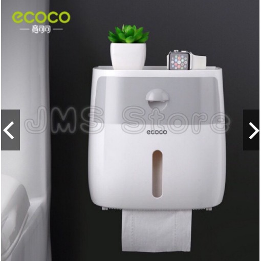 ECOCO กล่องใส่ทิชชู กันน้ำ ติดผนังไม่ต้องเจาะ