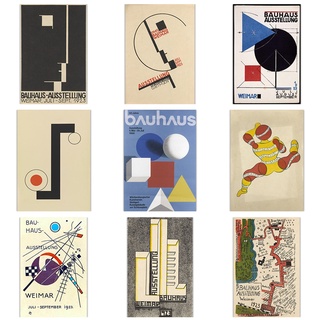 ﺴWall Art Bauhaus Ausstellung 1923 โปสเตอร์ผ้าไหมสําหรับตกแต่งผนังบ้าน