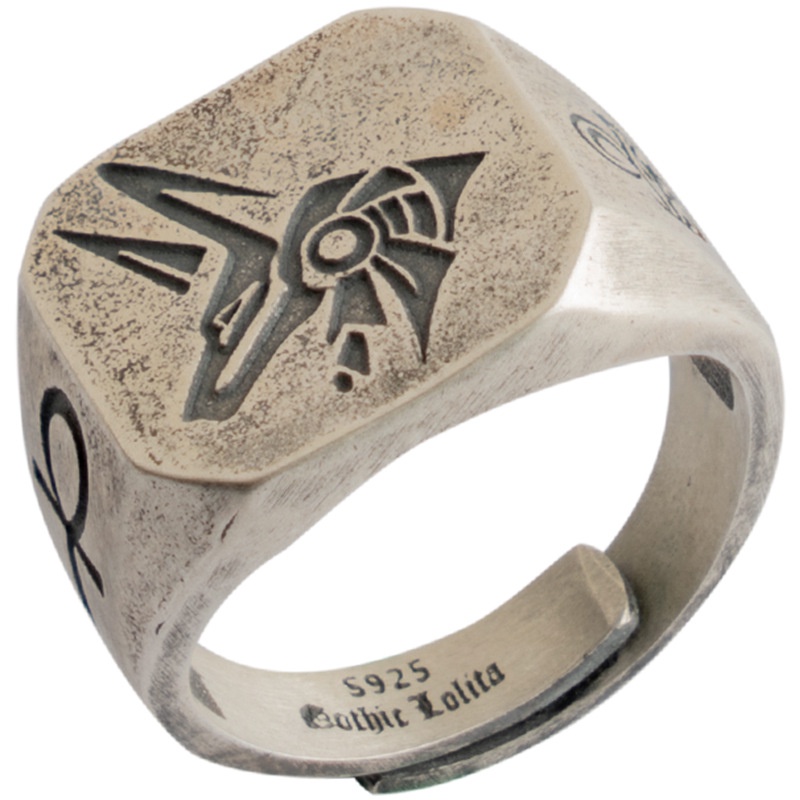 ใหม่ แหวนแฟชั่น ลายเทพเจ้าอียิปต์ Horus and Anubis สไตล์วินเทจ พังก์ ปรับขนาดได้ เครื่องประดับ ของขวัญ สําหรับผู้ชาย
