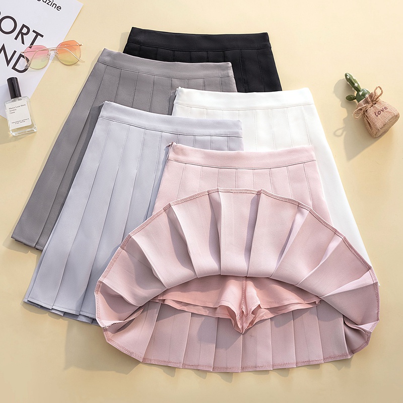 XS-3XL สไตล์เกาหลี กระโปรงเทนนิสเอวสูง มีชับใน
