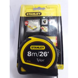 ตลับเมตร ความยาว 8เมตร ตลับหุ้มยางสีดำกันกระแทก ยี่ห้อ stanley