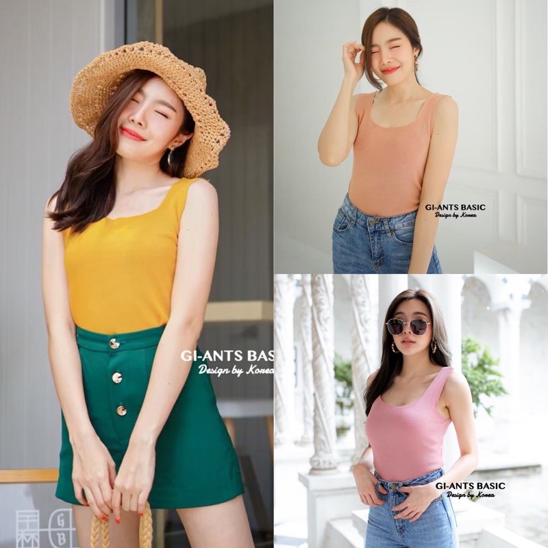 Gi-ants​ BASIC GC280 เสื้อกล้ามผู้หญิง คอเหลี่ยม ไหมพรม  CARDIGAN_NISTA (GIAA1H)