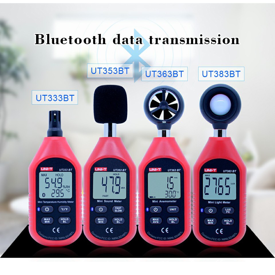UNI-T UT333BT UT353BT UT363BT UT383BT เครื่องวัดความชื้นแบบดิจิตอล เครื่องวัดความเร็วลมขนาดเล็ก LUX 