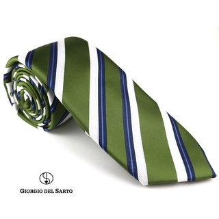 Giorgio Del Sarto Necktie Green with Stripe เนคไทลายริ้วสีเขียว