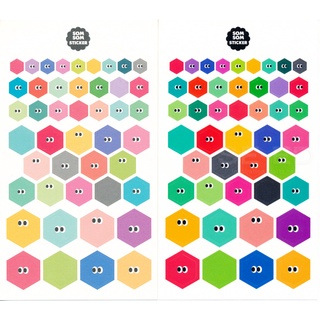 สติกเกอร์  Som Som Sticker Hexagon สนุกกับการติดสติกเกอร์เพื่อตกแต่งตามต้องการ สติกเกอร์เป็น "รูปทรงหกเหลี่ยม" หลากสีสัน