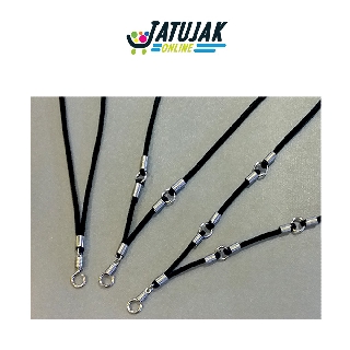 สร้อยคอ เชือกร่ม สีดำ หนา 3mm หัวตะขอ หมุนเปิด-ปิดได้ ไม่ต้องใช้คีม งานแฮนเมด