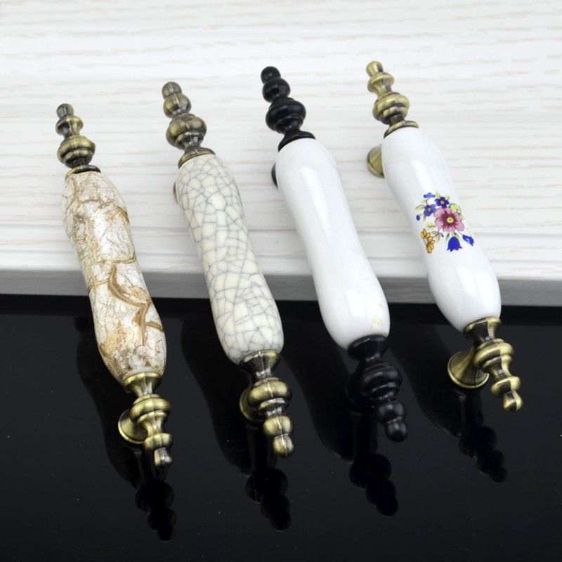 ที่จับตู้เสื้อผ้า ที่จับเซรามิก มือจับตู้ลิ้นชักตู้เสื้อผ้า มือจับประตูสไตล์โบราณ ทันสมัยและเรียบง่าย