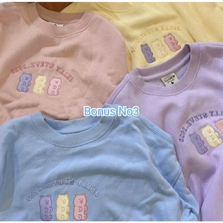 🔥พร้อมส่ง🔥เสื้อสเวสเตอร์ สีพาสเทล เสื้อแขนยาวเจ้าหมีสีพาสเทล🧸งานปักรูปหมี