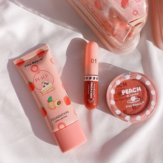 68128-03PEบีบี+ปัดแก้ม+ลิปกลอส ชุดเซ็ต 3 ชิ้น ชุดแต่หน้า Kiss Beauty Peach Cake 3 in 1 พร้อมส่งในไทย💋