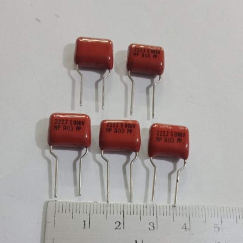 0.0022UF 800V 222J 2.2NF 222PF ไมล่า คาปาซิเตอร์ ญี่ปุ่นแท้-ใหม่Cไมล่าญี่ปุ่นคุณภาพสูง(แพ็คละ10ตัว)